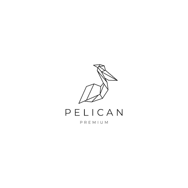 Modello di progettazione di icone vettoriali con logo poligonale geometrico pellicano