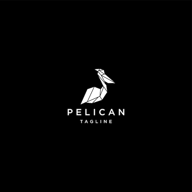Modello di progettazione di icone vettoriali con logo poligonale geometrico pellicano