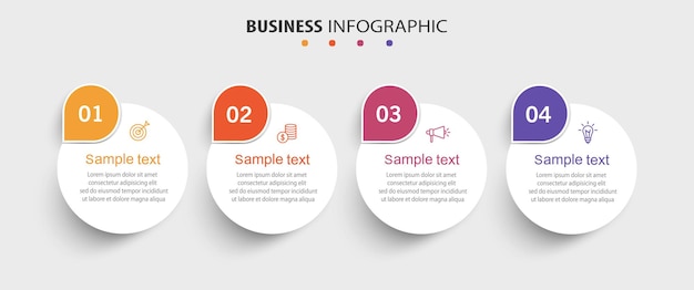 Modello di progettazione di infografica aziendale con 4 opzioni, passaggi o processi
