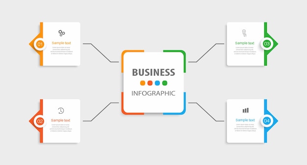Modello di progettazione di infografiche aziendali con 4 opzioni