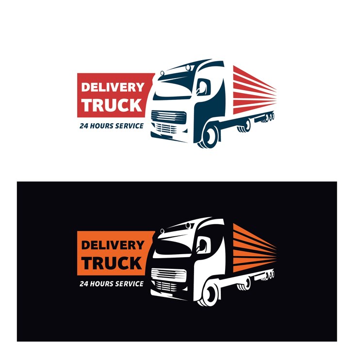 Modello di progettazione di logo di consegna camion esatto