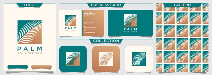 Modello di progettazione di logo di foglia di palma
