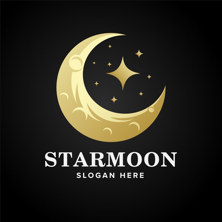 Modello di progettazione di logo di stelle e luna di lusso
