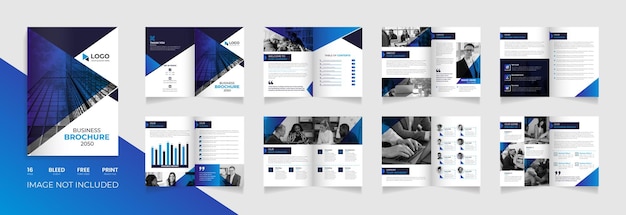 Modello di progettazione di pagine di brochure del profilo aziendale creativo di 16 pagine