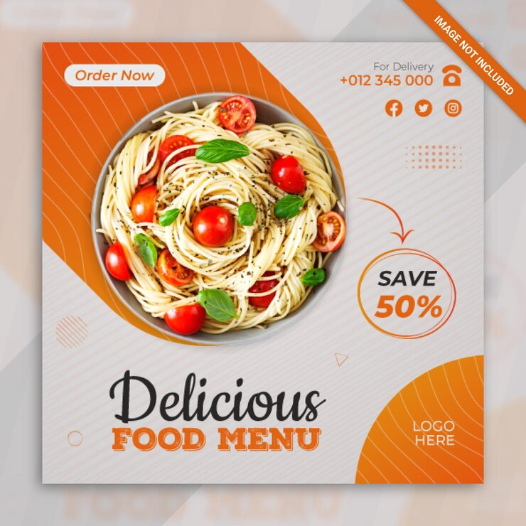 Vettore modello di progettazione di post banner di promozione dei social media alimentare