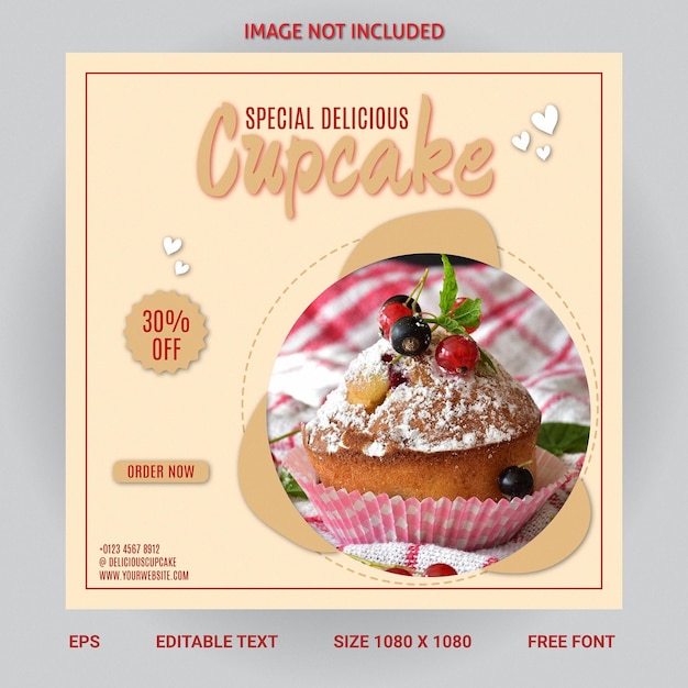 Modello di progettazione di post di instagram per cupcake