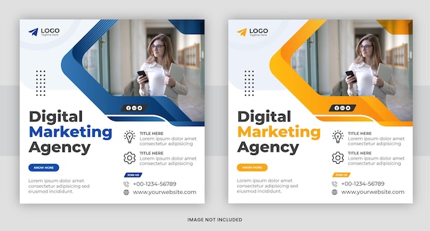 Modello di progettazione di post sui social media dell'agenzia di marketing digitale