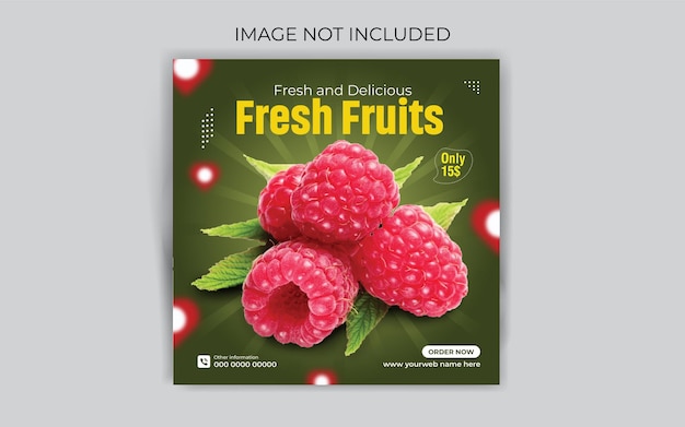 Modello di progettazione di post sui social media di frutta fresca