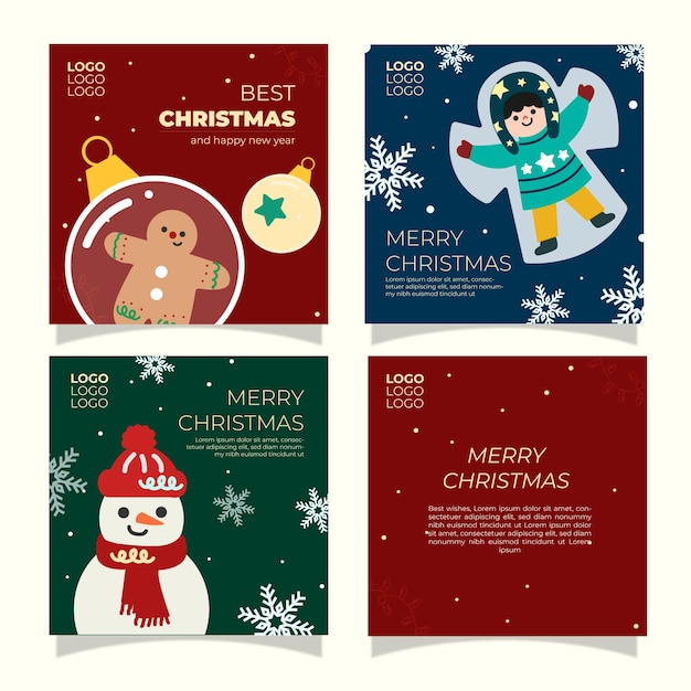 Modello di progettazione di post sui social media di instagram di Natale carino