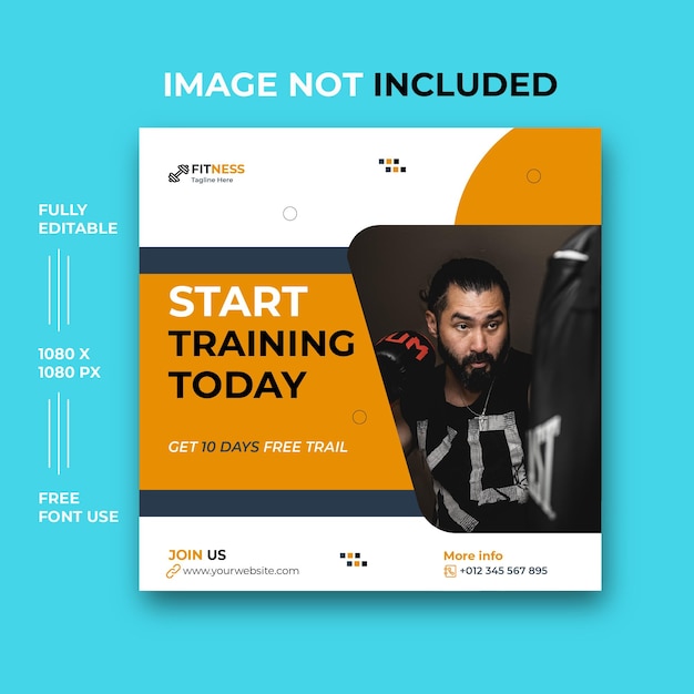 Modello di progettazione di post sui social media di Instagram e Facebook fitness