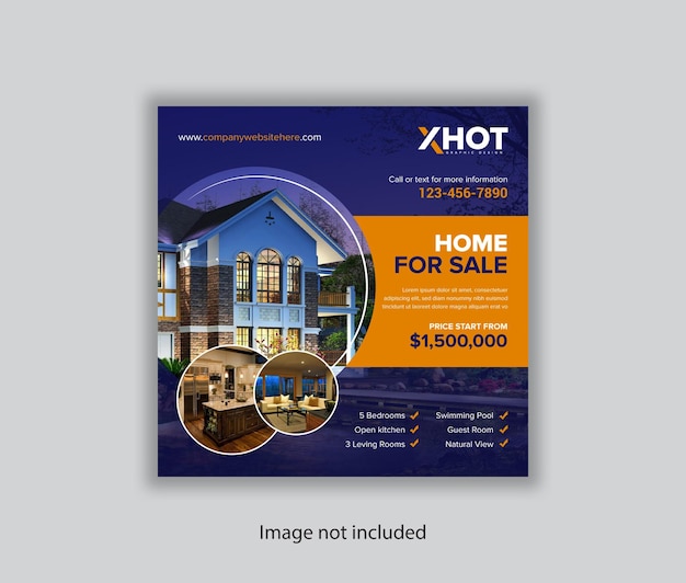 Modello di progettazione di post sui social media per la vendita di casa