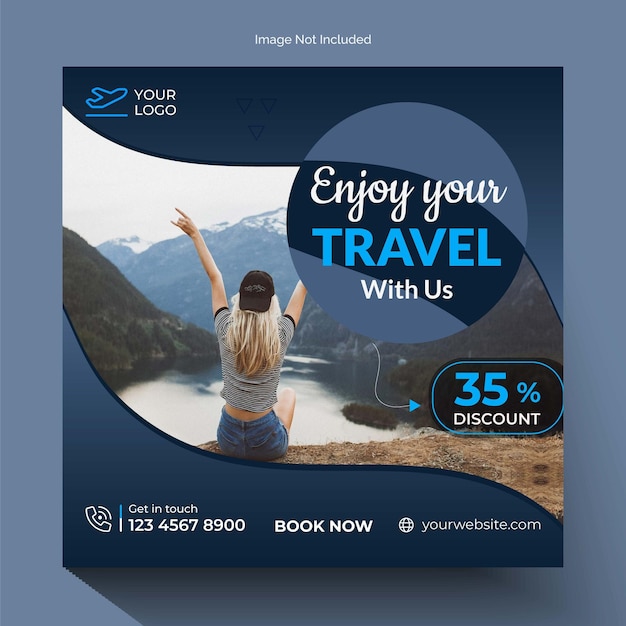 Modello di progettazione di post sui social media per viaggi e tour e post su Instagram