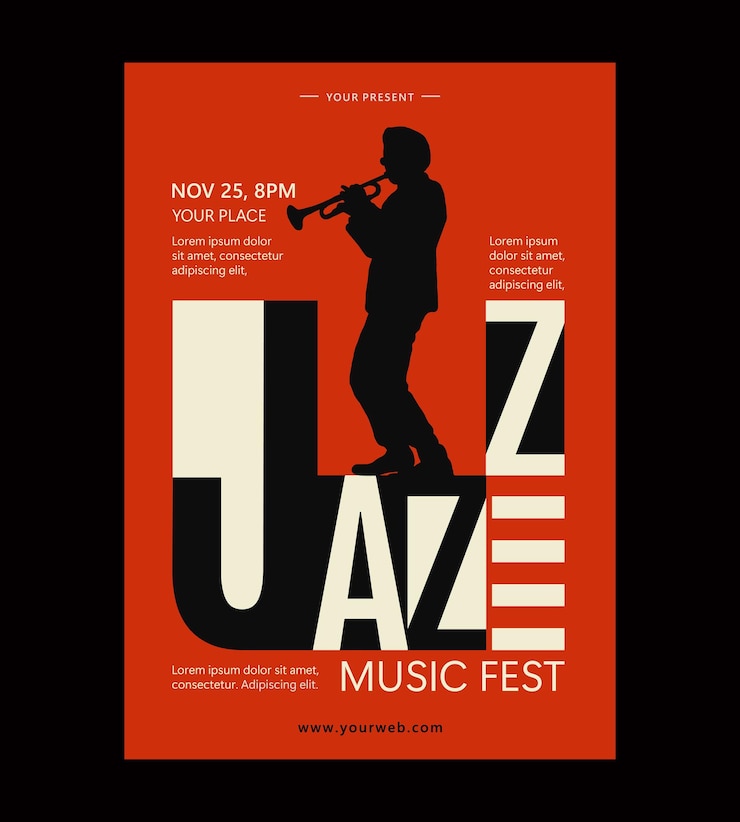 Vettore modello di progettazione di poster di musica jazz