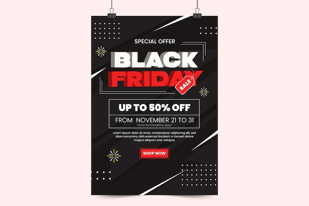 Modello di progettazione di poster o volantini per la vendita del Black Friday