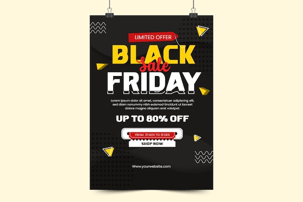 Modello di progettazione di poster o volantini per la vendita del Black Friday