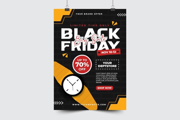 Modello di progettazione di poster o volantini per la vendita del Black Friday