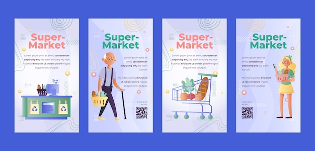 Modello di progettazione di storie di instagram del supermercato gradiente
