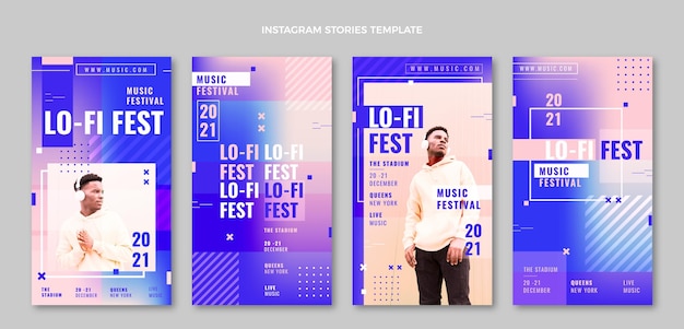 Modello di progettazione di storie di instagram di musica sfumata