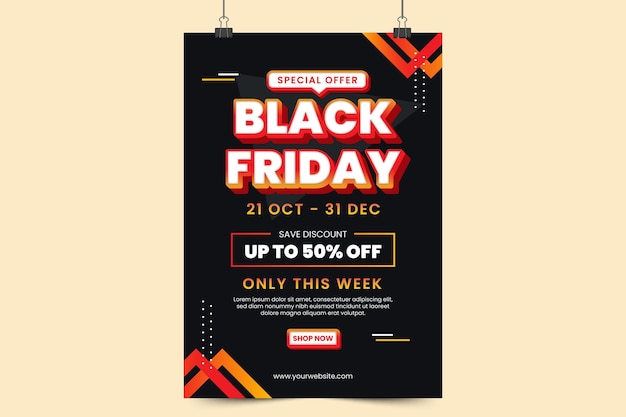 Modello di progettazione di volantini o poster di vendita del Black Friday