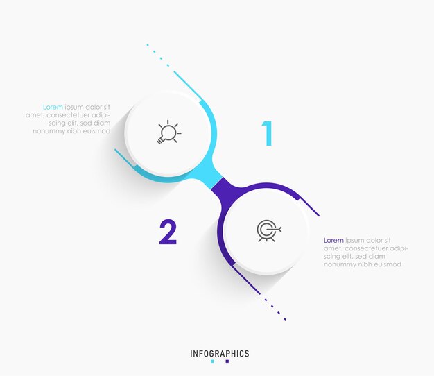 Modello di progettazione etichetta infografica vettoriale con icone e 2 opzioni o passaggi Può essere utilizzato per il processo
