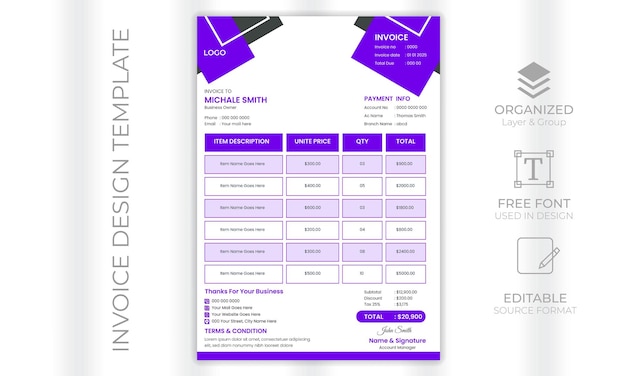 Modello di progettazione fattura VECTOR