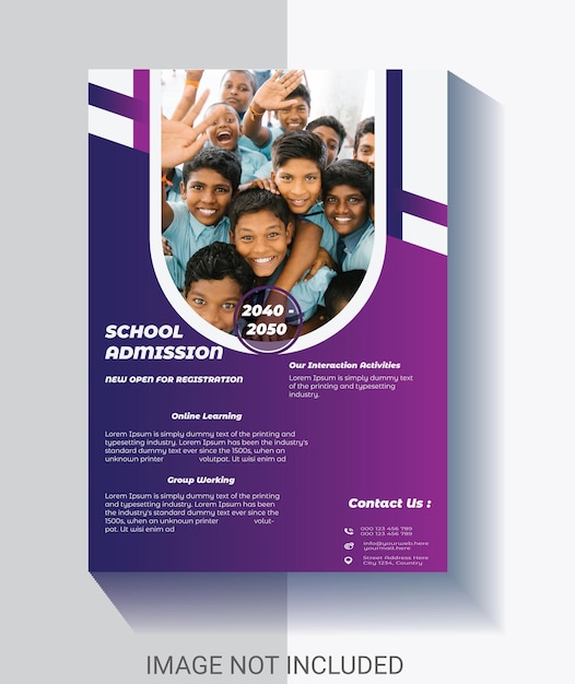 modello di progettazione flayer per l'istruzione scolastica e l'ammissione