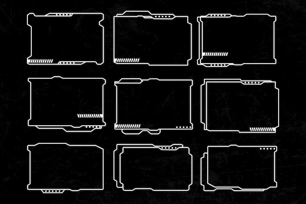 Modello di progettazione grafica vettoriale futuristica del telaio della tecnologia hud dell'interfaccia cyberpunk fantascientifica