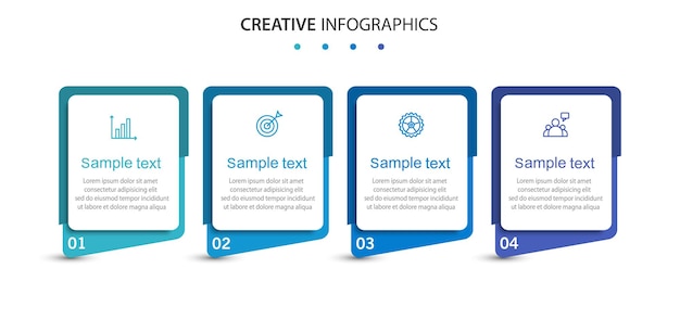 Modello di progettazione infografica con icone e 4 opzioni o passaggi
