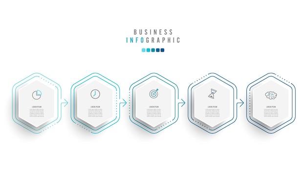 Modello di progettazione infografica con icone e 5 opzioni o passaggi Può essere utilizzato per il layout delle presentazioni di processo bannerinfo grafico illustratore vettoriale