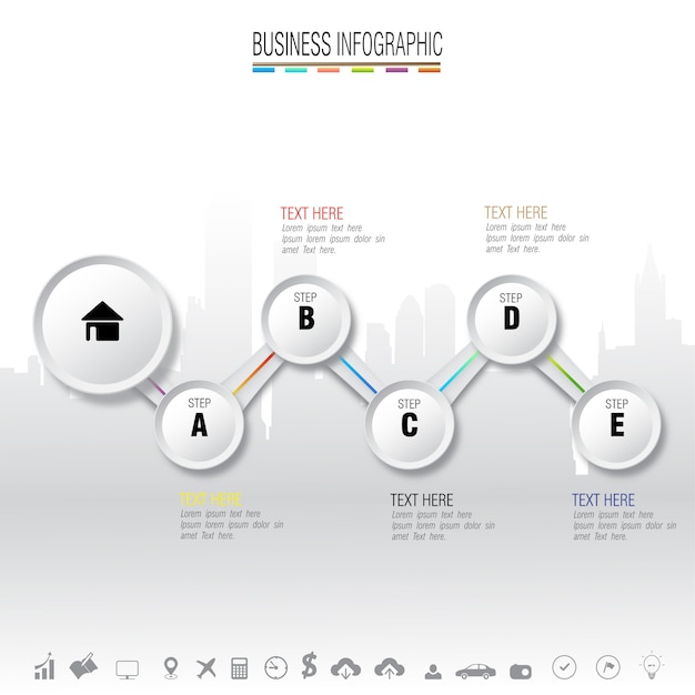 Modello di progettazione infografica con set di icone