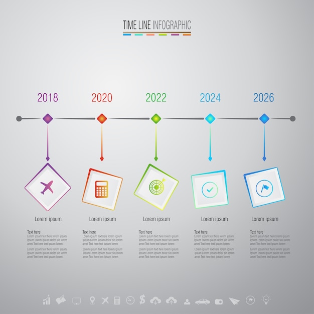 Modello di progettazione infografica con set di icone