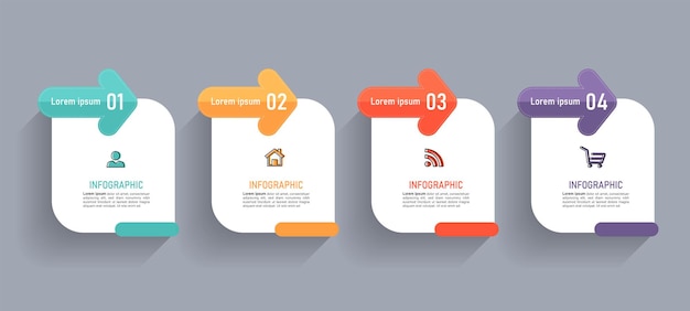 Modello di progettazione infografica Timeline in quattro passaggi