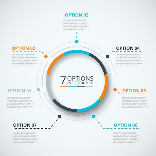 Modello di progettazione infografica vettoriale Concetto di business con 7 opzioni