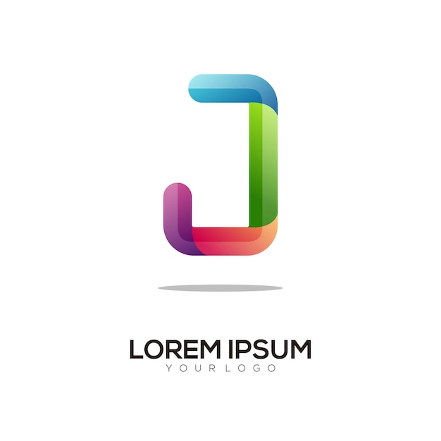 Modello di progettazione logo colorato lettera J moderno