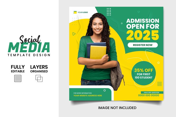 Modello di progettazione post banner per l'ammissione alla scuola