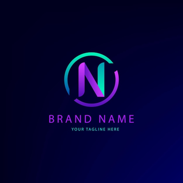 Modello di progettazione vettoriale del logo N dell'identità di marca aziendale