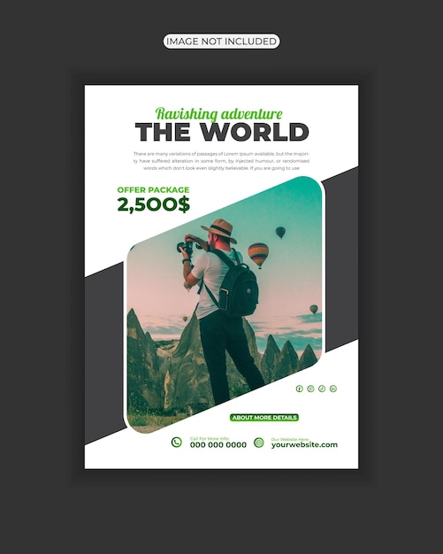 Modello di progettazione volantino aziendale di viaggio per la promozione del marketing