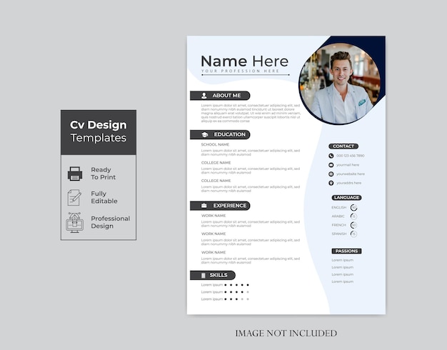 Modello di progetto di curriculum vitae creativo e minimalista