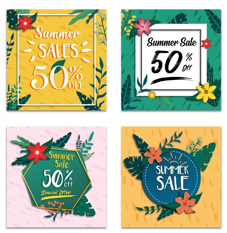 Modello di promozione dello sconto dell'insegna di vendita di estate di media sociali