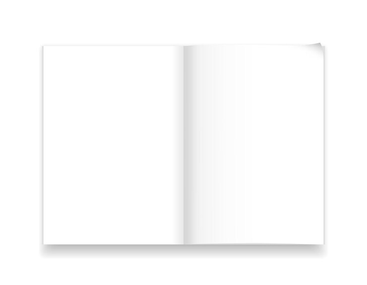 Modello di quaderno A4 isolato con ombra realistica Illustrazione vettoriale Diffusione di pagine bianche