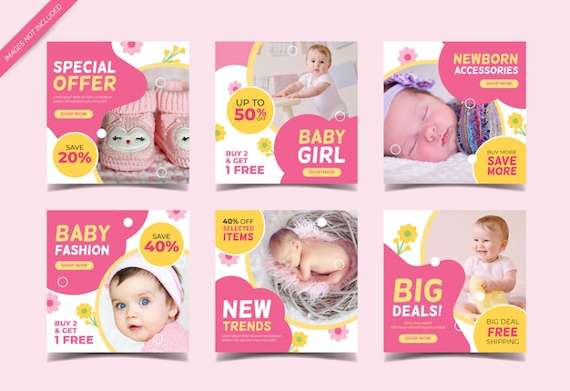 Modello di raccolta post di instagram di vendita di moda bambino