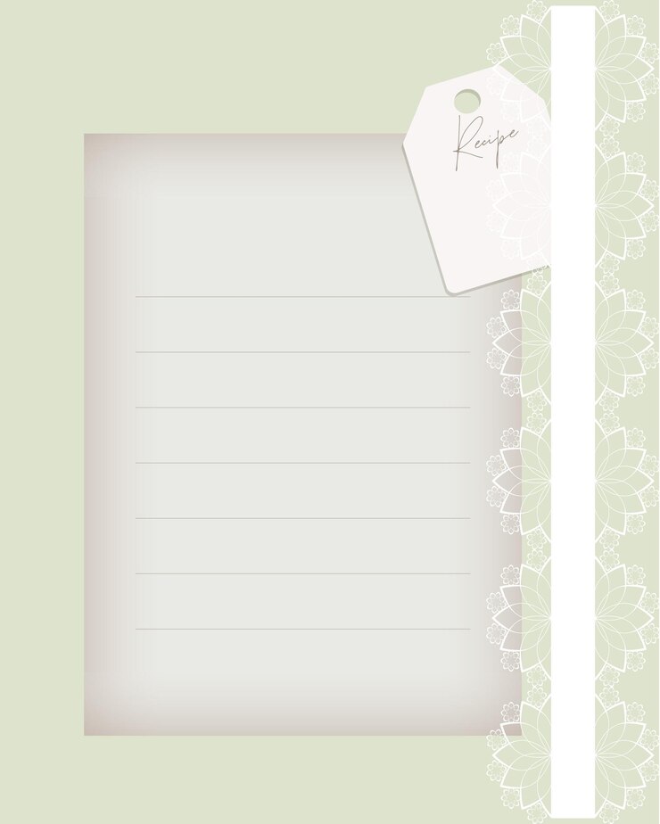 Vettore modello di ricetta in stile scrapbooking collage carta bianca vuota vintage con pizzo di carta vecchio
