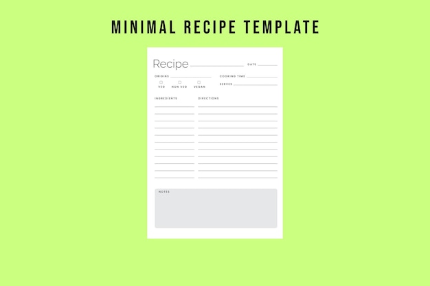 Modello di ricetta minima Amplificatore semplice Scheda di ricetta organizzata