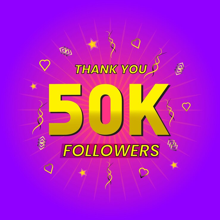 Vettore modello di ringraziamento da 50.000 follower sui social media