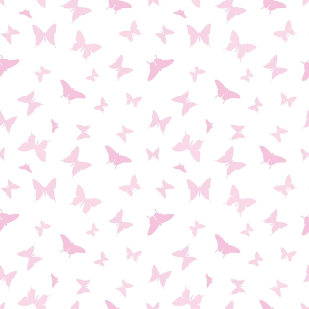 Modello di ripetizione senza cuciture con silhouette a farfalla rosa pastello