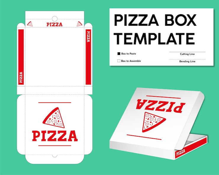 Vettore modello di scatola per pizza