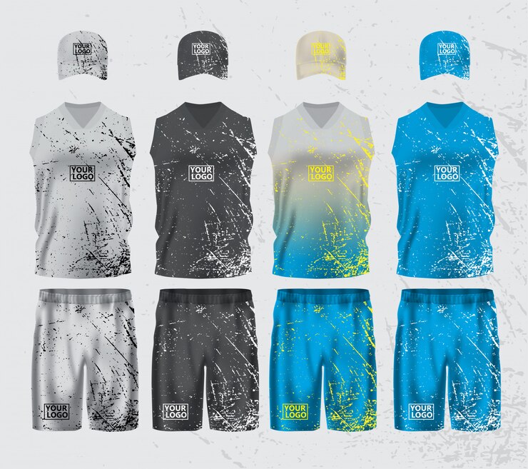Vettore modello di scenografia di abbigliamento sportivo mock up