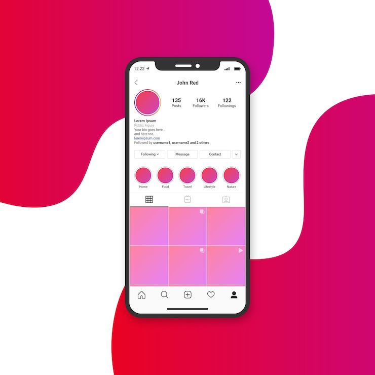 Vettore modello di schermata profilo social media instagram modificabile.