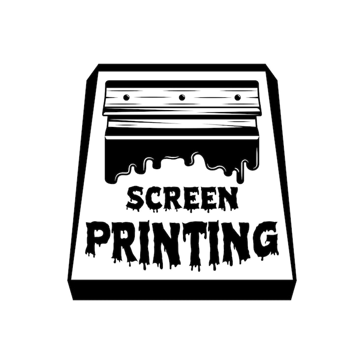 Vettore modello di serigrafia monocromatica del logo vintage con schizzi di vernice illustrazione vettoriale isolata