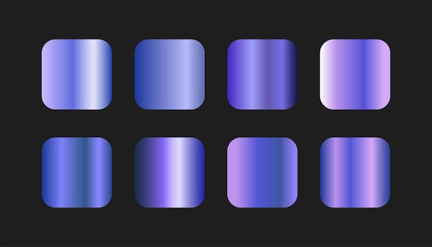 Modello di set sfumato blu viola metallizzato. Colore blu sfumato. Alla moda viola metallizzato